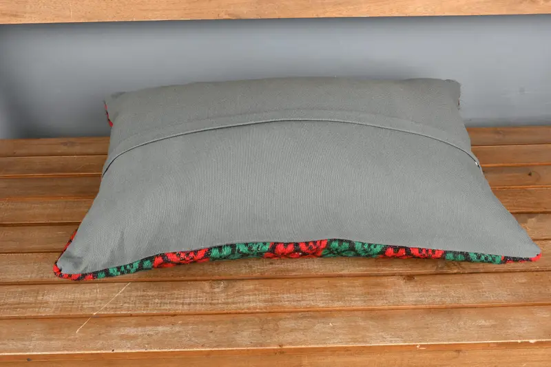 Pillow Cover, Handmade Cushion Cover, 16x24 Green Cushion, Gift Pillow, Anatolian Cushion, Interior Designer Pillow, Vintage Kilim Throw Pillow - 5