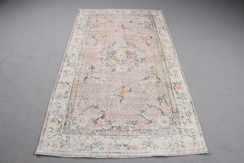 Bronze Beige Rug, 3,9x7,2 ft Elegant Bordered Design