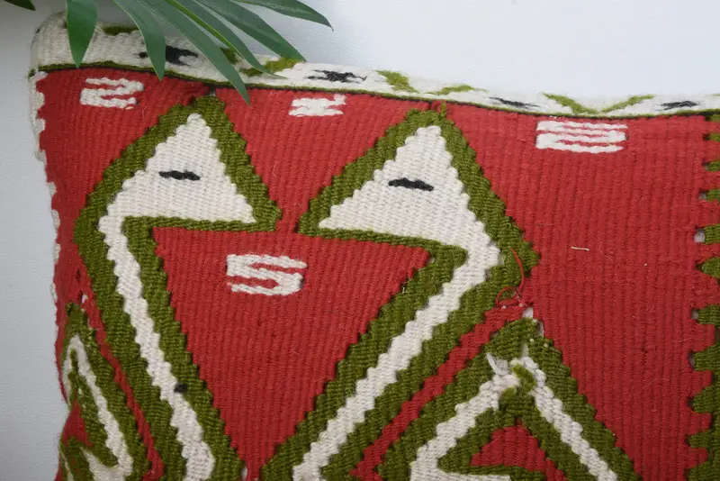 Cushion Cover, 12x20 Red Pillow, Interior Designer Pillow, Boho Throw Cushion Cover, Pillow for Couch, Handmade Kilim Cushion - 2