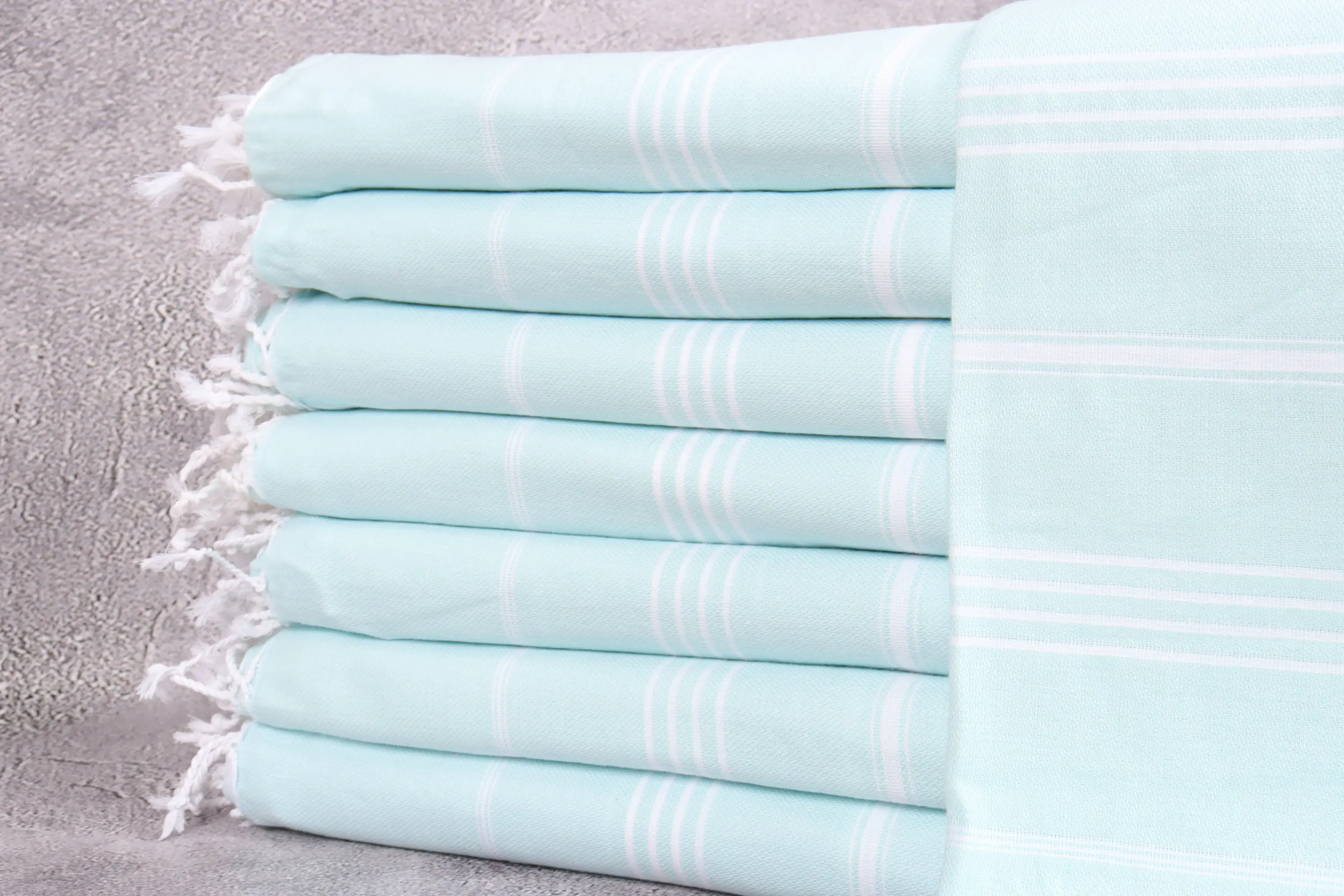 Beach Towel Striped Turkish Cotton Beige, 40x71 Inches - 1