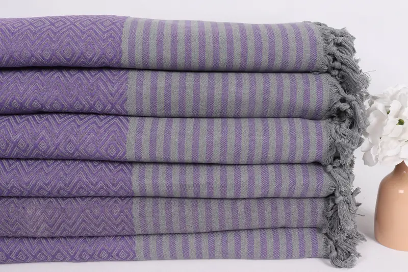 Woven Throw Blanket, Personalized Blanket, Birthday Gift, Bridal Shower Gift, Oversized Beach Towel, 104x80 Cotton Diamond Towel, Best Wedding Gift - 3