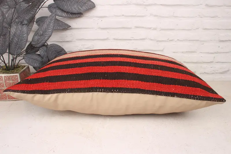 Ethnical Kilim Rug Pillow, Turkish Kilim Pillow, Kilim Cushion Sham, One Of A Kind Cushion Cover, 16x24 Red Pillow Case, Pillow Case - 5