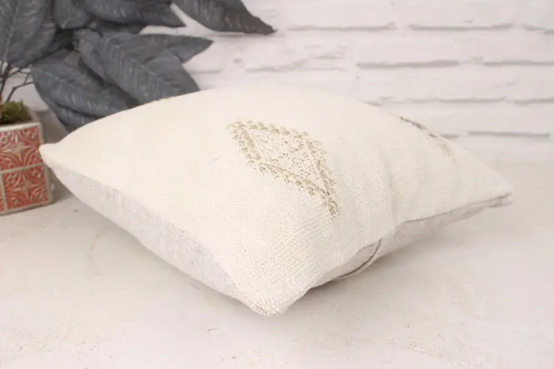 14x14 White Cushion Cover, Interior Designer Pillow, Cushion Cover, Oriental Pillow Cover, Ethnical Kilim Rug Pillow, Turkish Pillow - 6