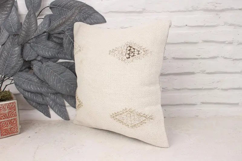 14x14 White Cushion Cover, Interior Designer Pillow, Cushion Cover, Oriental Pillow Cover, Ethnical Kilim Rug Pillow, Turkish Pillow - 4