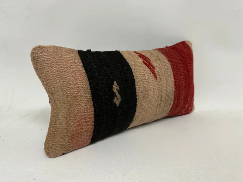 Crochet Pattern Pillow, Cushion, Tribal Pillow, Turkish Kilim Pillow, Pillow for Couch, 8x16 Red Cushion Case, Vintage Pillow - 3