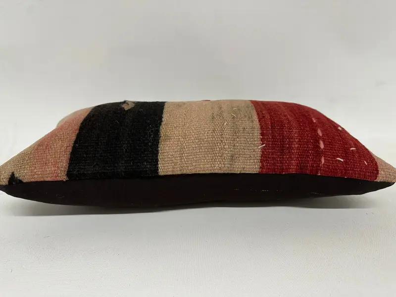 Crochet Pattern Pillow, Cushion, Tribal Pillow, Turkish Kilim Pillow, Pillow for Couch, 8x16 Red Cushion Case, Vintage Pillow - 5