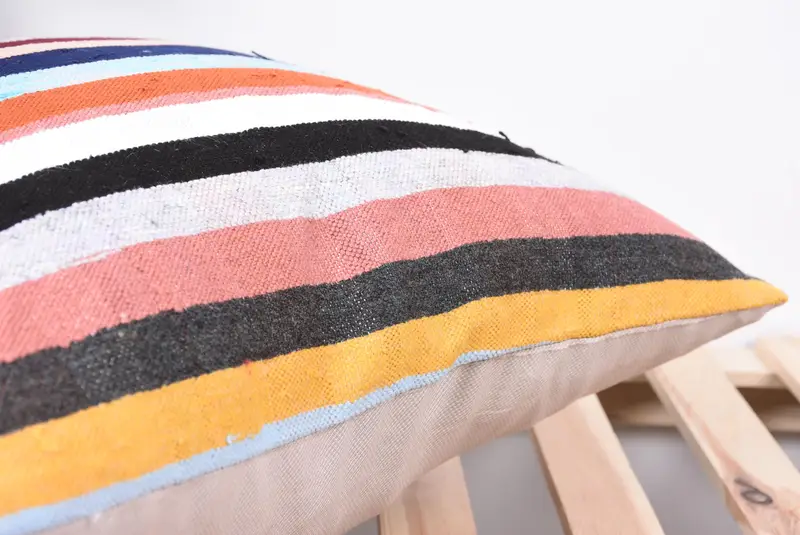 Pillow Sham, Handwoven Pillow Cover Cushion Cover, Pillow for Couch, Antique Pillows, 18x18 White Pillow, Ethnical Kilim Rug Pillow - 7