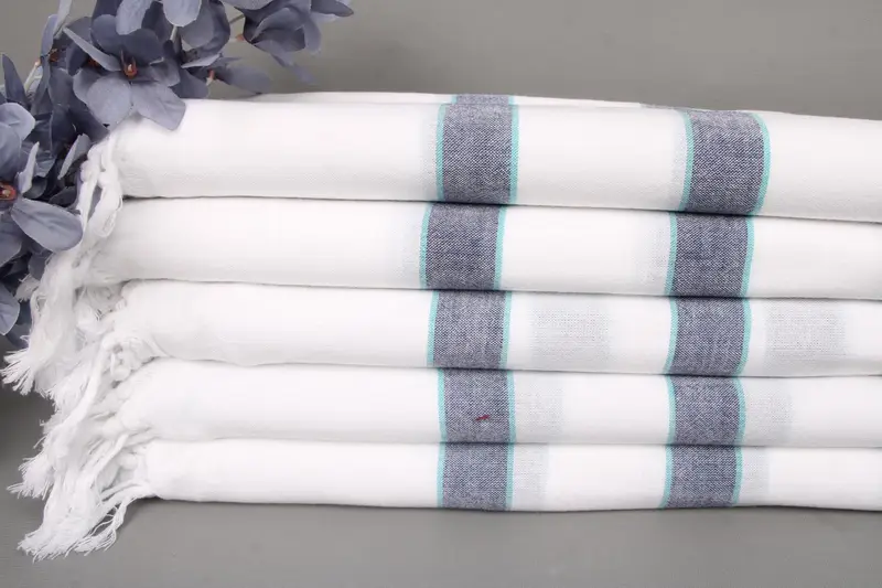 Beach Towel Custom Organic Cotton Striped Beige, 40x71 Inches