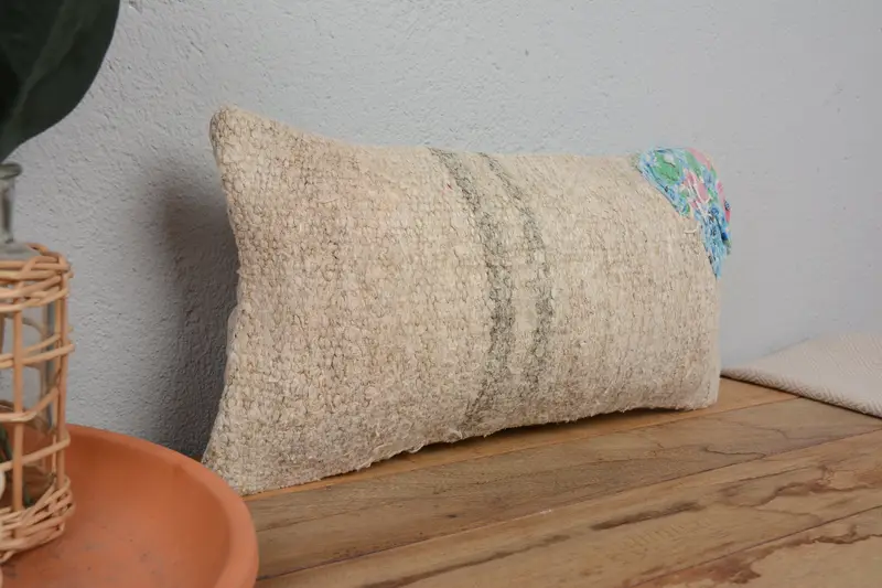 Vintage Kilim Pillow Pillow Cover, Boho Pillow Sham Cover, Pillow Cover, Vintage Pillow, Vintage Kilim Pillow, 8x16 Beige Cushion Cover - 1