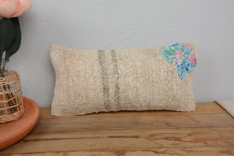 Vintage Kilim Pillow Pillow Cover, Boho Pillow Sham Cover, Pillow Cover, Vintage Pillow, Vintage Kilim Pillow, 8x16 Beige Cushion Cover - 2