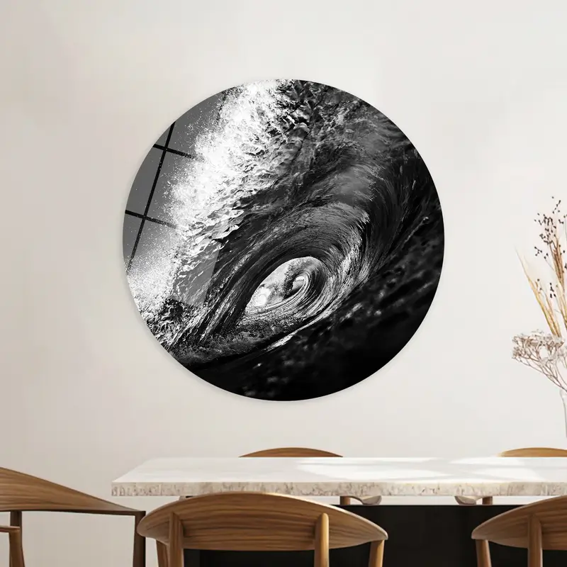 Elegant Black and White Surf Wave Canvas Print
