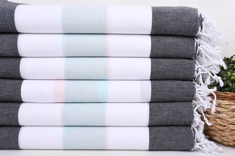 Organic Beach Towel, Lightweight Turkish towel, Quick-Dry Beach Towel, Wedding Gifts Towel, 70x40 Cotton Striped Towel, House Warming Gift - 2