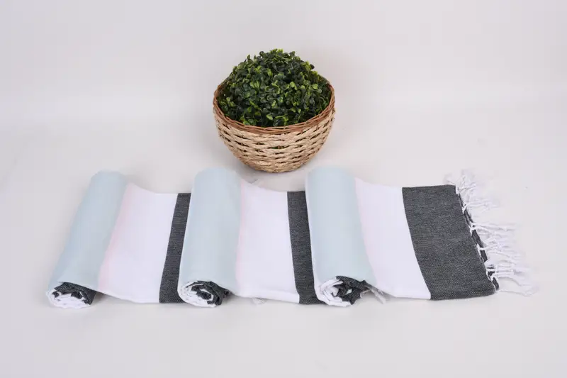 Organic Beach Towel, Lightweight Turkish towel, Quick-Dry Beach Towel, Wedding Gifts Towel, 70x40 Cotton Striped Towel, House Warming Gift - 8