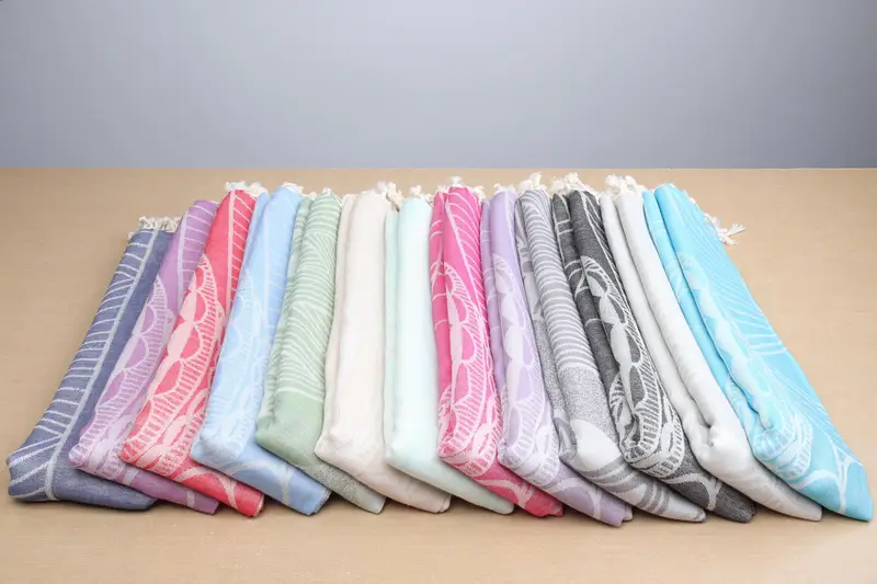 Striped Design Turkish Beach Towel, Organic Cotton, Beige, 40x67 Inches