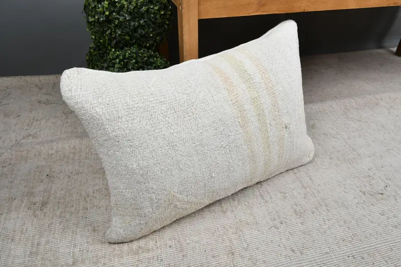 Garden Cushion Cover, Cushion, 16x24 Beige Cushion Case, Vintage Pillow, One Of A Kind Cushion, Kilim Pillow, Turkish Pillow - 7