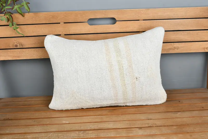 Garden Cushion Cover, Cushion, 16x24 Beige Cushion Case, Vintage Pillow, One Of A Kind Cushion, Kilim Pillow, Turkish Pillow - 6