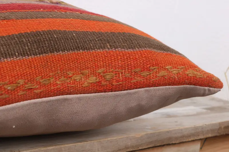 Vintage Kilim Pillow, 14x14 Red Cushion, Boho Pillow, Indoor Pillow Sham, Morroccon Kilim Cushion Pillow Cover, Turkish Pillow, Pillow Sham - 6