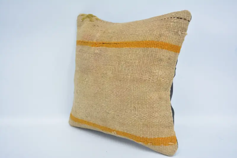 Boho Pillow, Pillow Sham, Ethnic Pillow Sham, Cotton Cushion Cover, Authentic Pillow, Turkish Pillow, 12x12 Beige Pillow, Throw Kilim Pillow - 4