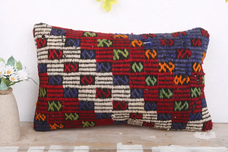 Vintage Kilim Pillow, Home Decor Pillow, Throw Kilim Pillow, Cushion Case, 12x20 White Pillow Case, Pastel Cushion Case - 2