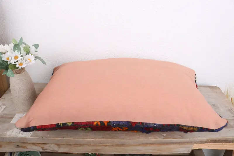 Vintage Kilim Pillow, Home Decor Pillow, Throw Kilim Pillow, Cushion Case, 12x20 White Pillow Case, Pastel Cushion Case - 7