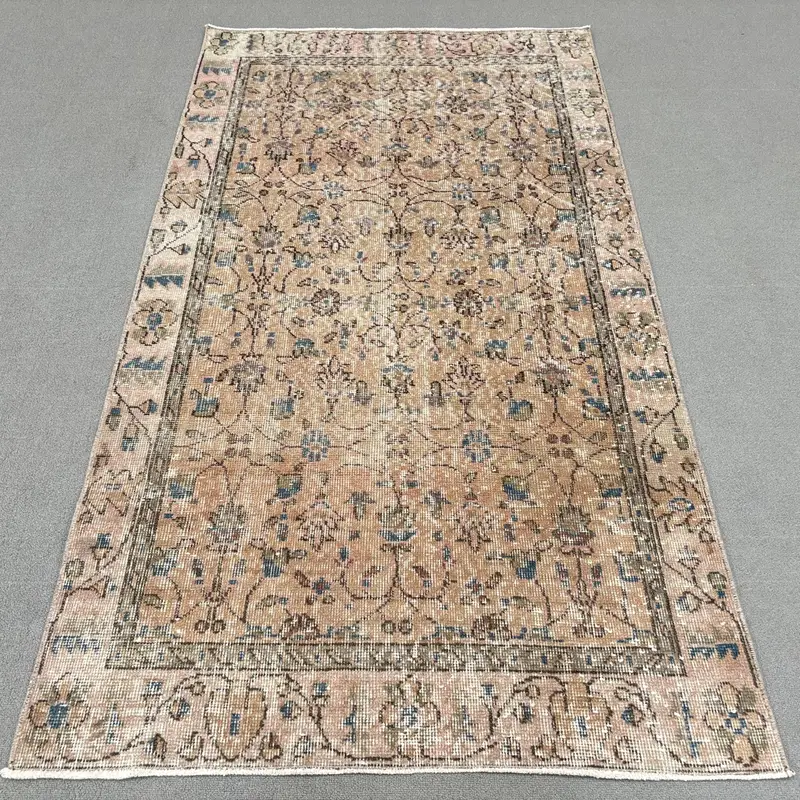 Brown Moroccan Rug, 0.3x6.2 ft Blue Accent