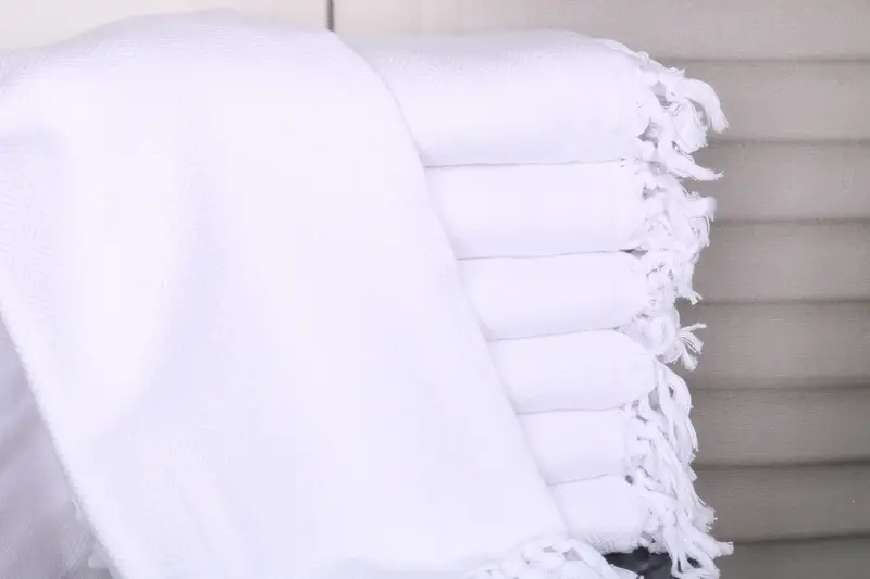 Custom Beach Towel White Cotton 40x71 Inches