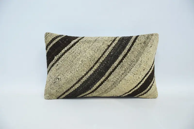 Striped Vintage Pillow Cover, Moroccan LuxuryBrown 12x20 inch Pillowcase - 1