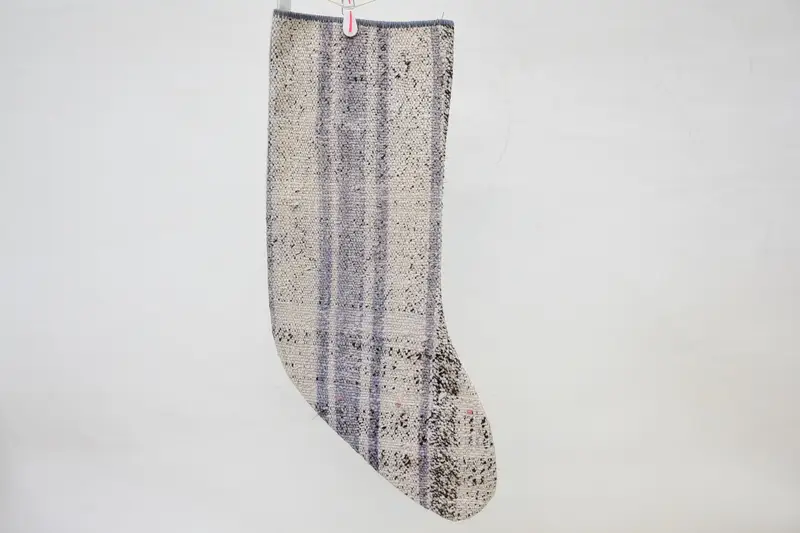 Blue and White Christmas Ornaments Stocking, 14 Inch Holiday Stocking