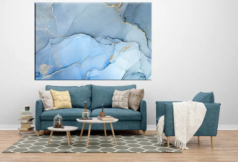 Marble Art, Blue Marble Art, Abstract Canvas Art, Wall art Canvas, Gold Abstract Art, Trendy Modern Art, Modern Decor, Contemporary Decor - 1