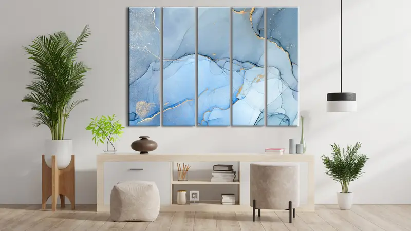 Marble Art, Blue Marble Art, Abstract Canvas Art, Wall art Canvas, Gold Abstract Art, Trendy Modern Art, Modern Decor, Contemporary Decor - 4