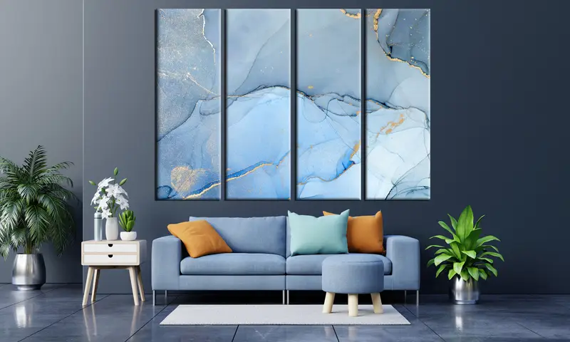 Marble Art, Blue Marble Art, Abstract Canvas Art, Wall art Canvas, Gold Abstract Art, Trendy Modern Art, Modern Decor, Contemporary Decor - 3