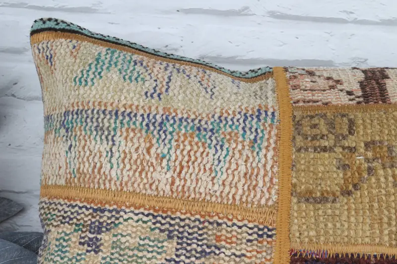 Home Decor Pillow, Authentic Pillow, Garden Pillow, Turkish Pillow, Pillow, Turkish Corner Pillow, Ethnical Kilim Rug Pillow, 20x20 Yellow Pillow - 2