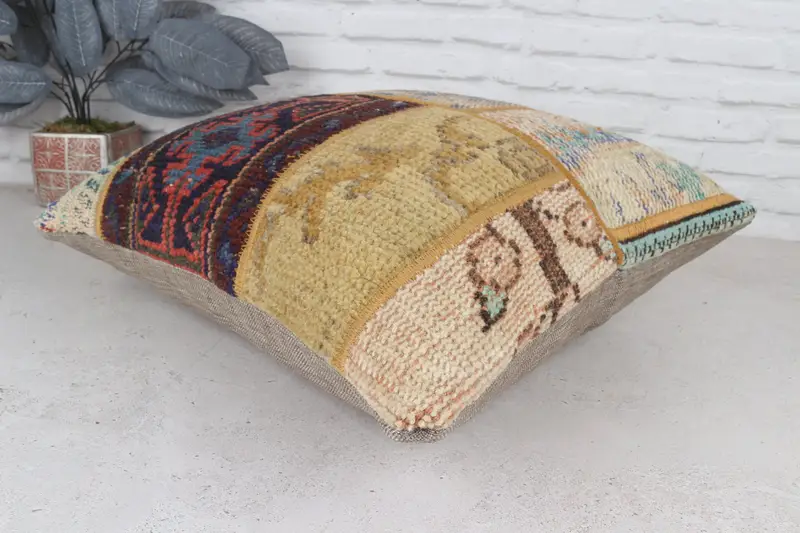 Home Decor Pillow, Authentic Pillow, Garden Pillow, Turkish Pillow, Pillow, Turkish Corner Pillow, Ethnical Kilim Rug Pillow, 20x20 Yellow Pillow - 7