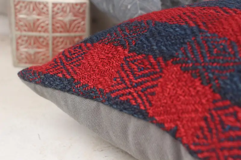 16x16 Red Pillow Sham, Home Decor Pillow, Aesthetic Pillow Case, Pillow Sham, Handmade Kilim Cushion, Turkish Kilim Pillow - 7