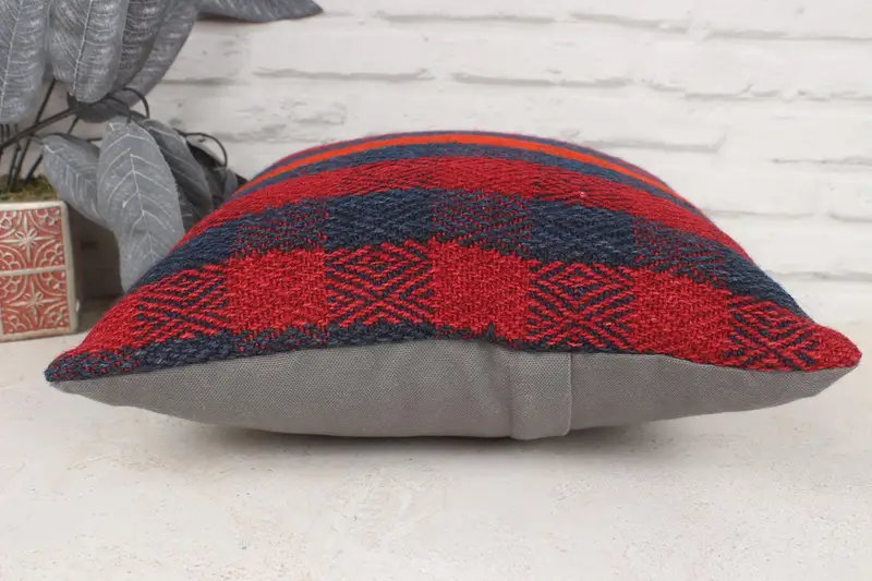16x16 Red Pillow Sham, Home Decor Pillow, Aesthetic Pillow Case, Pillow Sham, Handmade Kilim Cushion, Turkish Kilim Pillow - 5