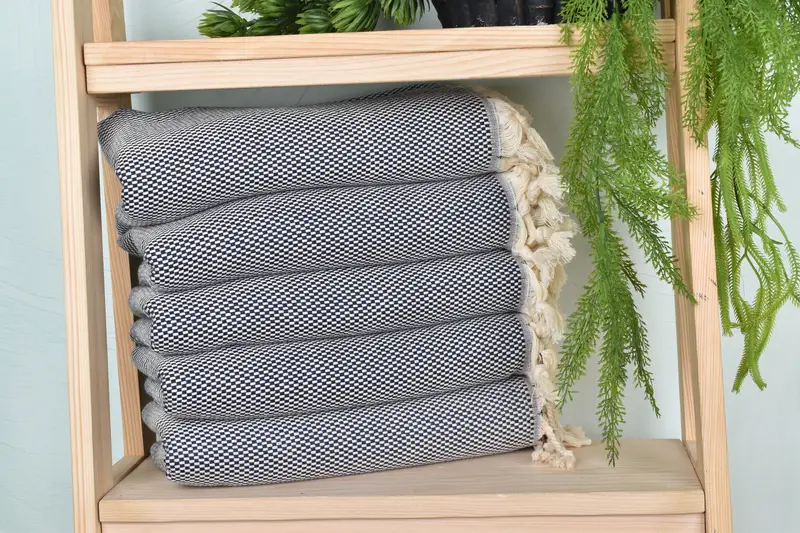 Navy Cotton Towel Polka Dot Bath Towel, Organic Cotton, 40x71 Inches