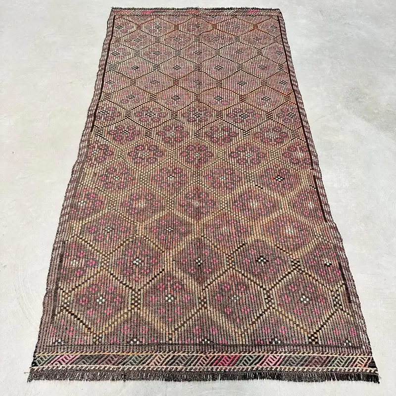 パープル、グリーンフローラルラグ、4.2x8.5フィートのエレガントな装飾