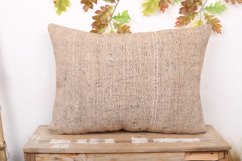 Beige besticktes Southwestern-Wurfkissen, handgefertigtes 20x28-Kissen