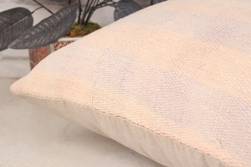 Cotton Pillow, Antique Pillows, 18x18 Beige Pillow Case, Cushion, Turkish Pillow, Handmade Kilim Cushion, Knitted Pillow, Outdoor Patio Pillow Case - 7