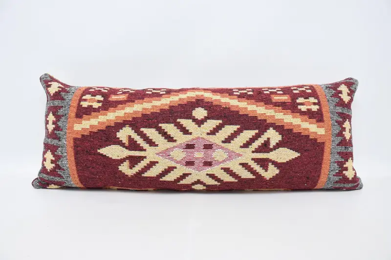 Tiro marroquí rojo Euro Sham, cama geométrica 16x42 pulgadas cojín - 1