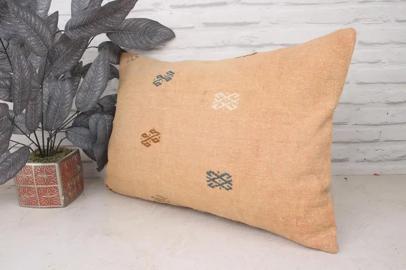 Vintage Kilim Pillow, Authentic Cushion, Cushion, 16x24 Beige Pillow Case, Luxury Cushion, Boho Pillow, Tribal Cushion, Antique Pillows - 4