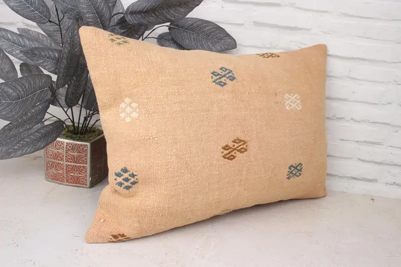 Vintage Kilim Pillow, Authentic Cushion, Cushion, 16x24 Beige Pillow Case, Luxury Cushion, Boho Pillow, Tribal Cushion, Antique Pillows - 3