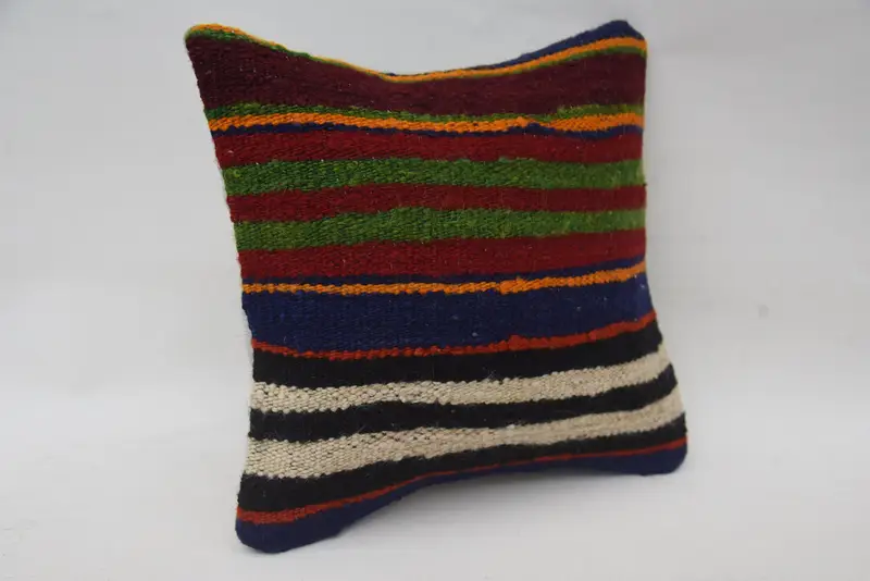 Pillow for Sofa, Pillow Sham, Morroccon Kilim Cushion Pillow Sham, Turkish Bench Cushion, 12x12 Blue Pillow, Kilim Cushion Sham, Boho Pillow - 2