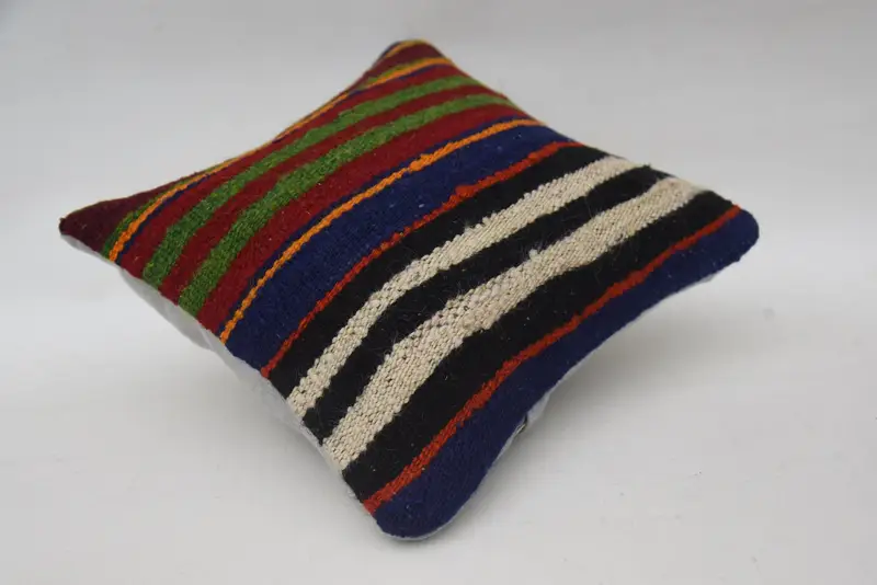 Pillow for Sofa, Pillow Sham, Morroccon Kilim Cushion Pillow Sham, Turkish Bench Cushion, 12x12 Blue Pillow, Kilim Cushion Sham, Boho Pillow - 6