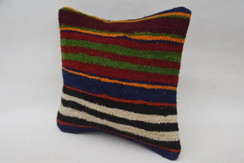 Pillow for Sofa, Pillow Sham, Morroccon Kilim Cushion Pillow Sham, Turkish Bench Cushion, 12x12 Blue Pillow, Kilim Cushion Sham, Boho Pillow - 3