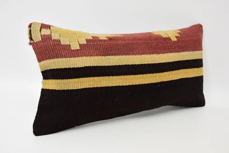 Cozy Throw Pillow, Ethnical Kilim Rug Pillow, Interior Designer Pillow, Handwoven Pillow, 8x16 Red Pillow Case, Pillow Cover, Pillow for Couch - 3