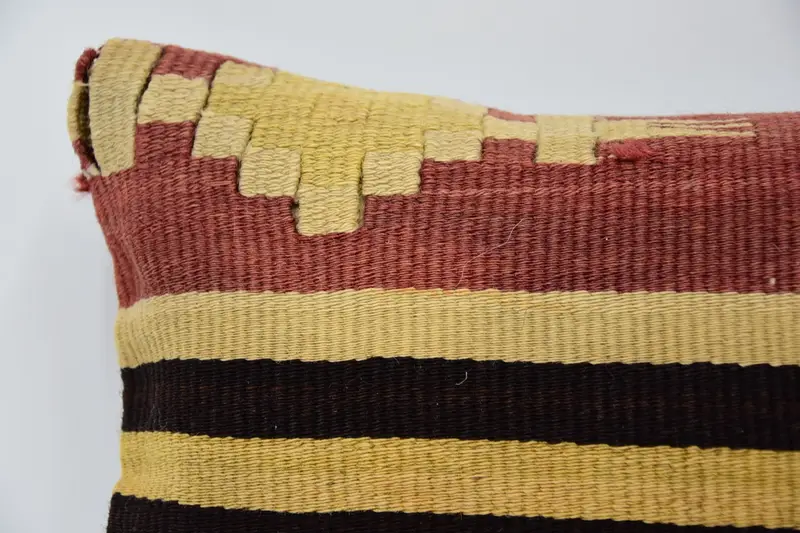 Cozy Throw Pillow, Ethnical Kilim Rug Pillow, Interior Designer Pillow, Handwoven Pillow, 8x16 Red Pillow Case, Pillow Cover, Pillow for Couch - 2