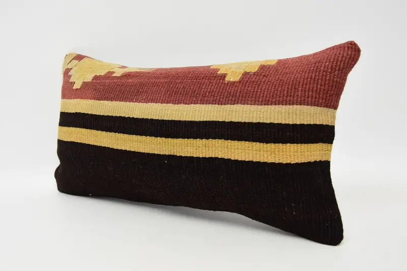 Cozy Throw Pillow, Ethnical Kilim Rug Pillow, Interior Designer Pillow, Handwoven Pillow, 8x16 Red Pillow Case, Pillow Cover, Pillow for Couch - 4
