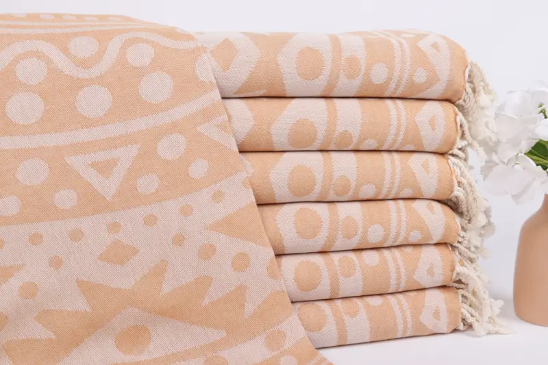 Custom Name Towel, 70x40 Cotton Round Pattern Towel, Custom Towel Beach, Unique Gift, Gift For Her, Large Turkish Towel, Housewarming Gift - 2