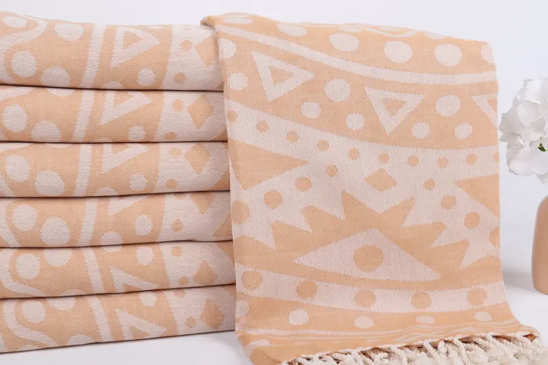 Custom Name Towel, 70x40 Cotton Round Pattern Towel, Custom Towel Beach, Unique Gift, Gift For Her, Large Turkish Towel, Housewarming Gift - 3